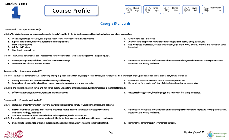 WL Course Profile I